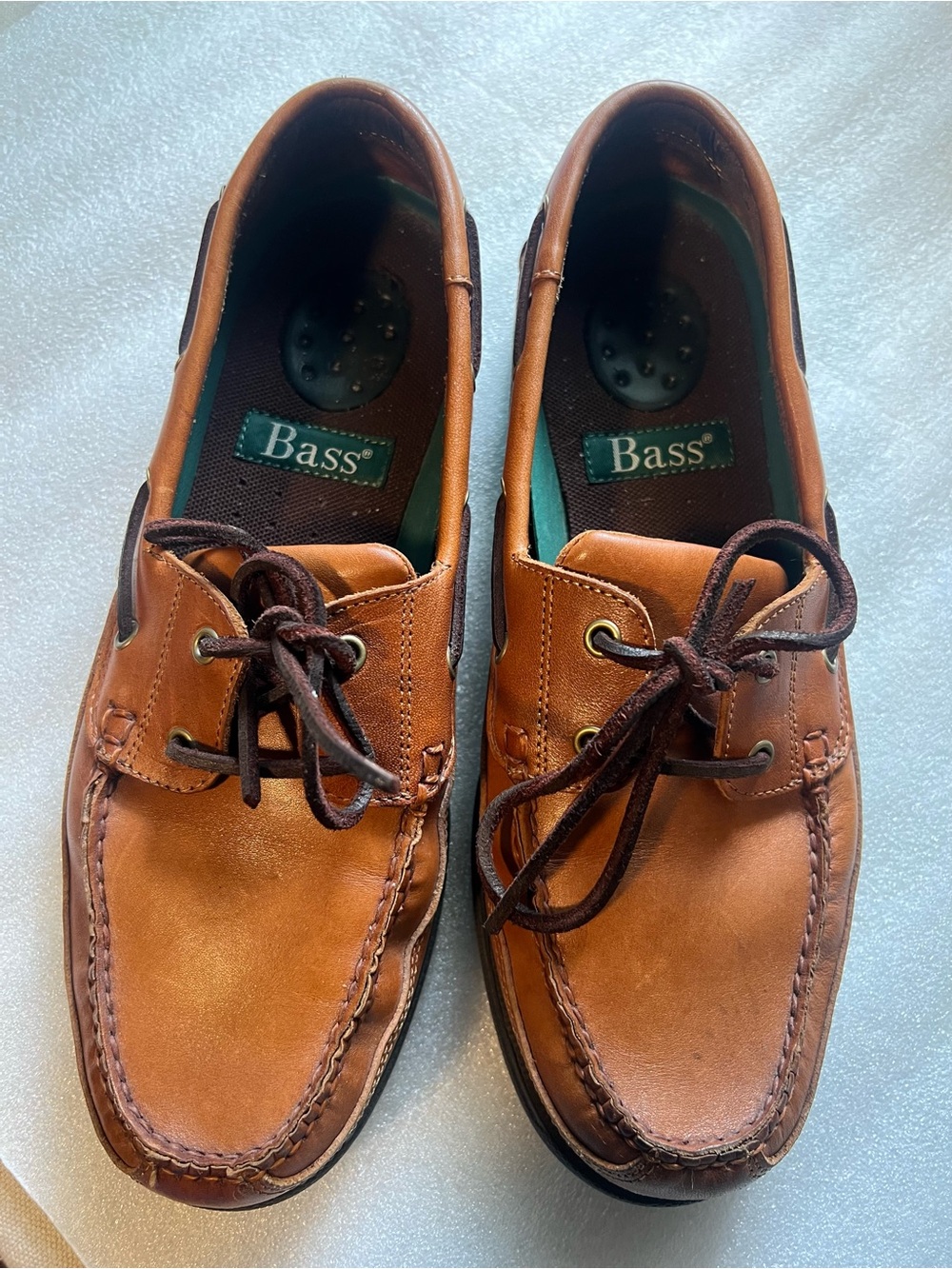 Bass HARRY II Boat Shoes Mens Size 10.5 Brown Leather Moccasin Loafers